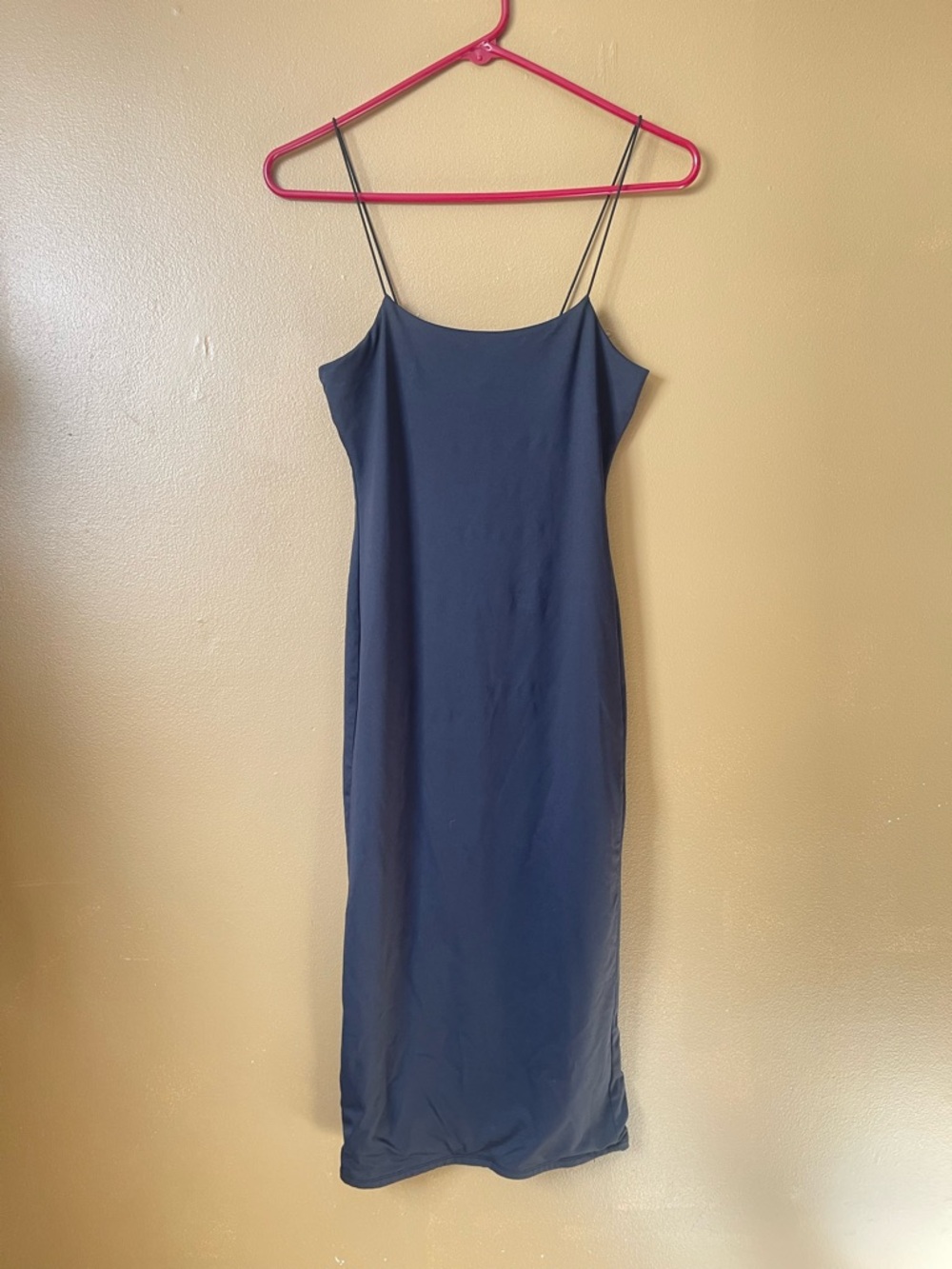 Forever 21 Black Scuba Midi Slip Dress with Spaghetti Straps